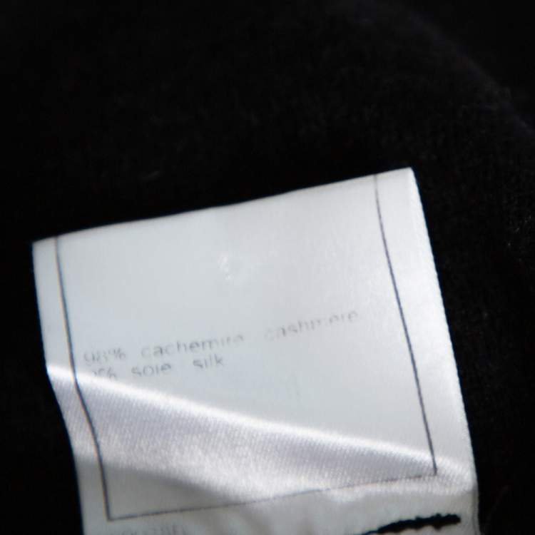 Pre Owned Chanel Black Cashmere Knit Round Neck Top L
