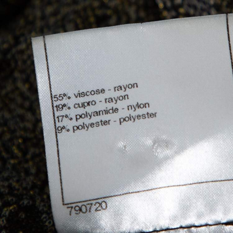 Pre Owned Chanel Black Lurex Jacquard Knit Button Front Cardigan S