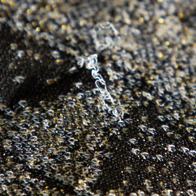 Pre Owned Chanel Black Lurex Jacquard Knit Button Front Cardigan S