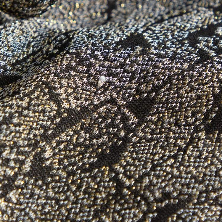 Pre Owned Chanel Black Lurex Jacquard Knit Button Front Cardigan S