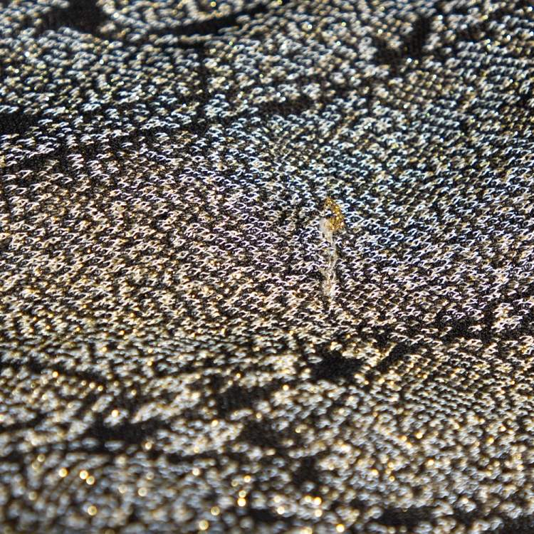 Pre Owned Chanel Black Lurex Jacquard Knit Button Front Cardigan S