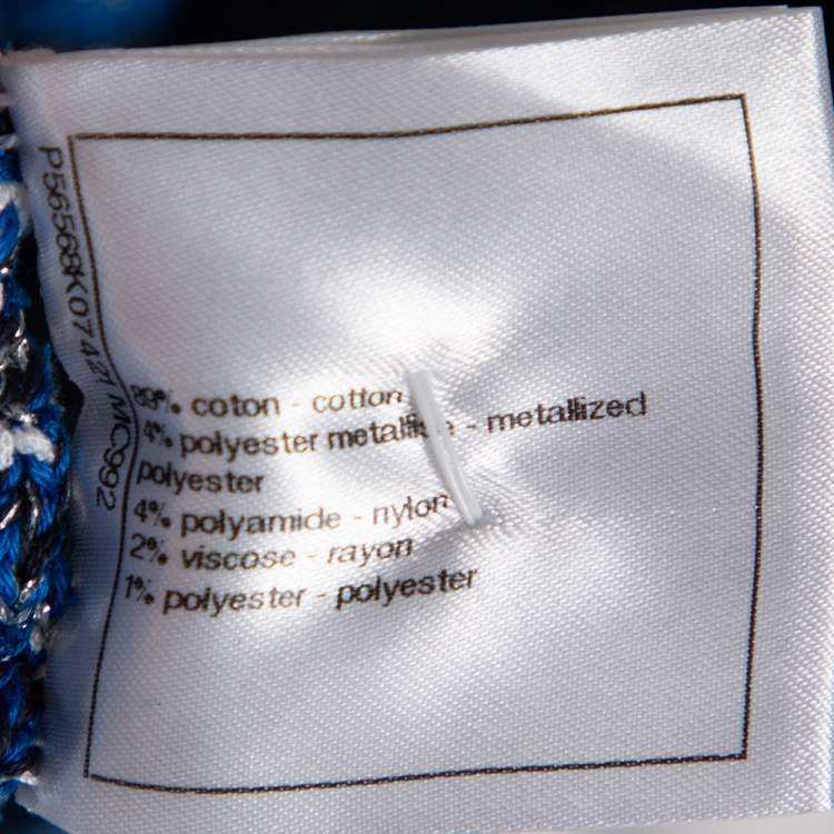 مملوكة مسبقًا Chanel Blue Lurex Tweed Zip Up Mini Skirt M