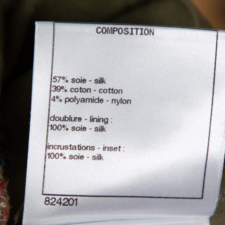 Pre Owned Chanel Green Double Breasted Tweed Midi Dress S