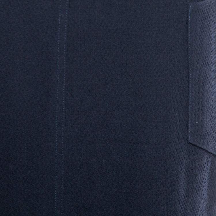 Pre Owned Chanel Vintage Navy Blue Wool Midi Skirt M