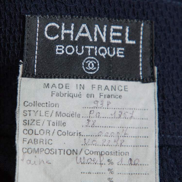 Pre Owned Chanel Vintage Navy Blue Wool Midi Skirt M