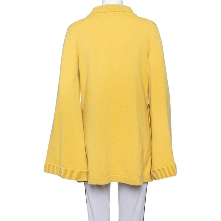 Pre Owned Chanel Paris Shanghai Collection Yellow Cashmere Logo Intarsia Knit Jumper L
