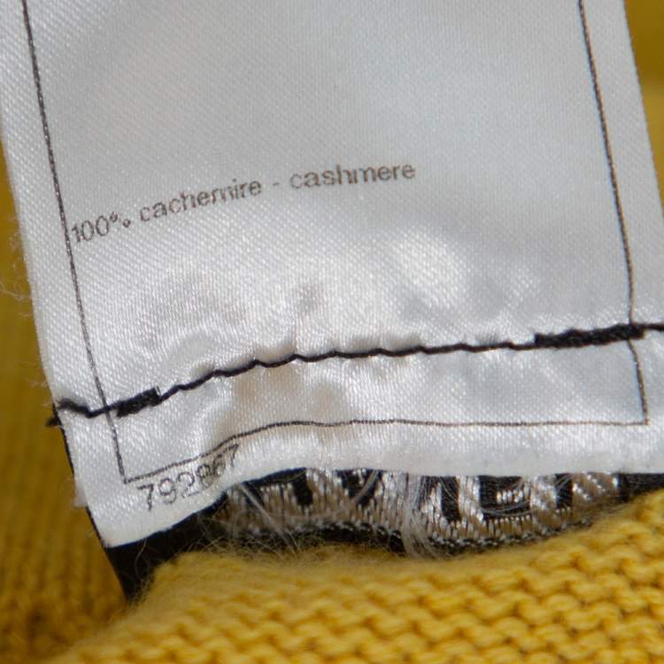 Pre Owned Chanel Paris Shanghai Collection Yellow Cashmere Logo Intarsia Knit Jumper L