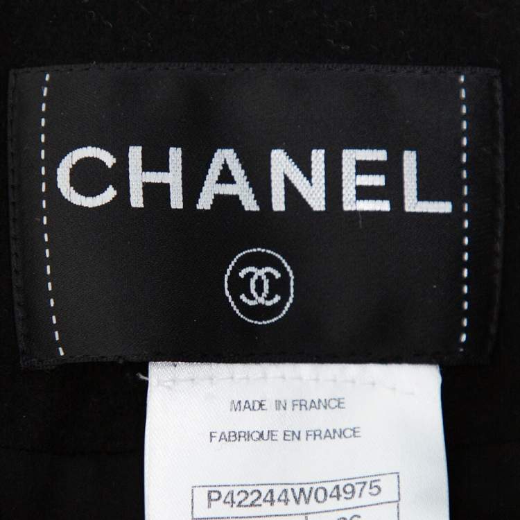Pre Owned Chanel Green & Black Tweed Double Layer Jacket S