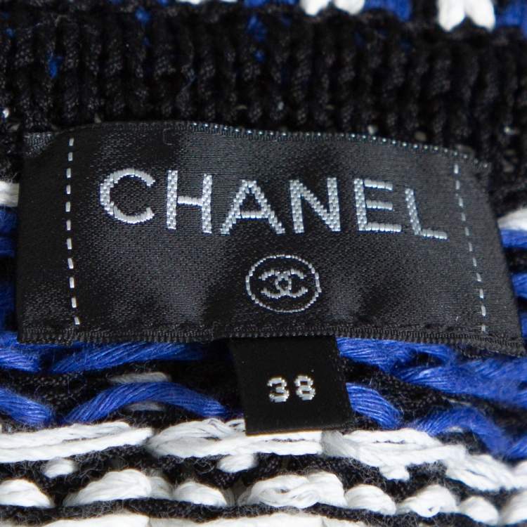 Pre Owned Chanel Multicolor Linen Knit Button Front Jacket M