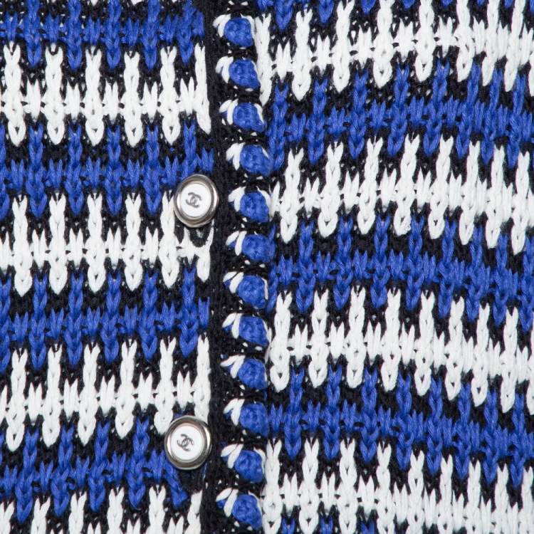 Pre Owned Chanel Multicolor Linen Knit Button Front Jacket M