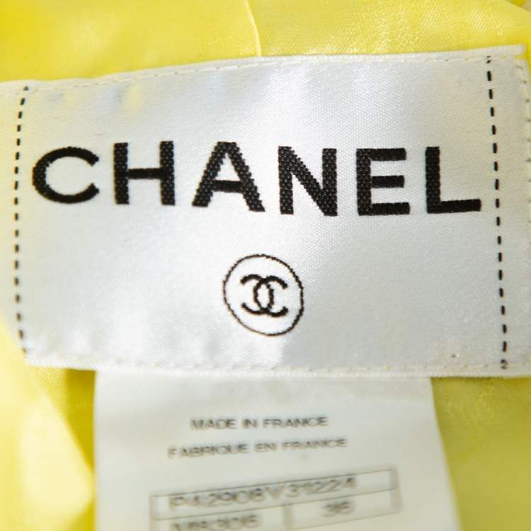 مملوكة مسبقًا Chanel Yellow Tweed Button Front Cropped Blazer S