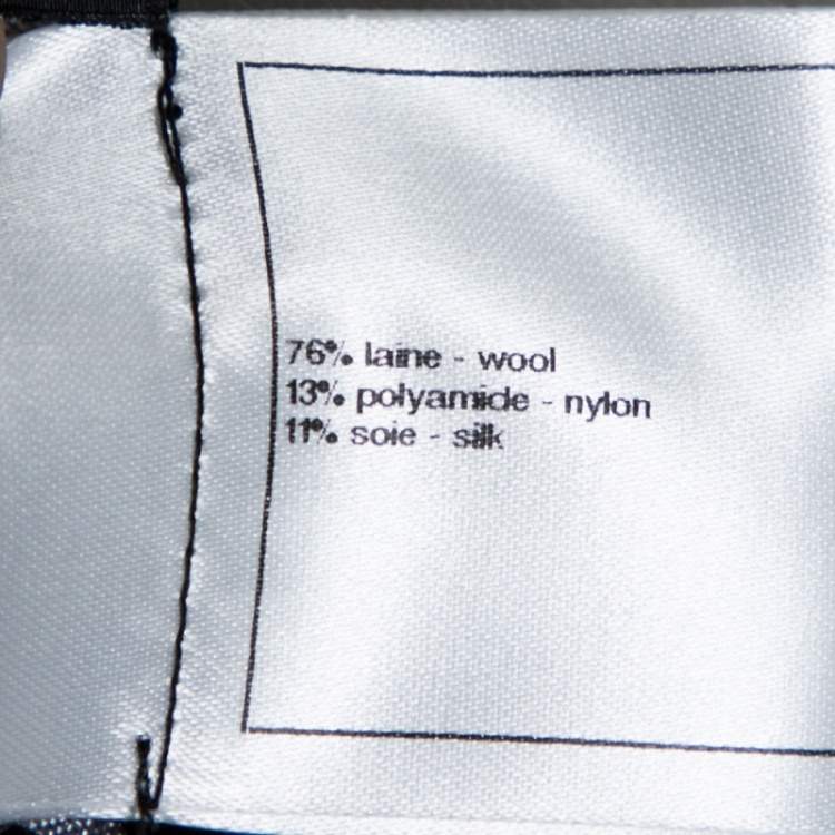 Pre Owned Chanel Black Textured Wool Plunge Neck Sleeveless Dress S