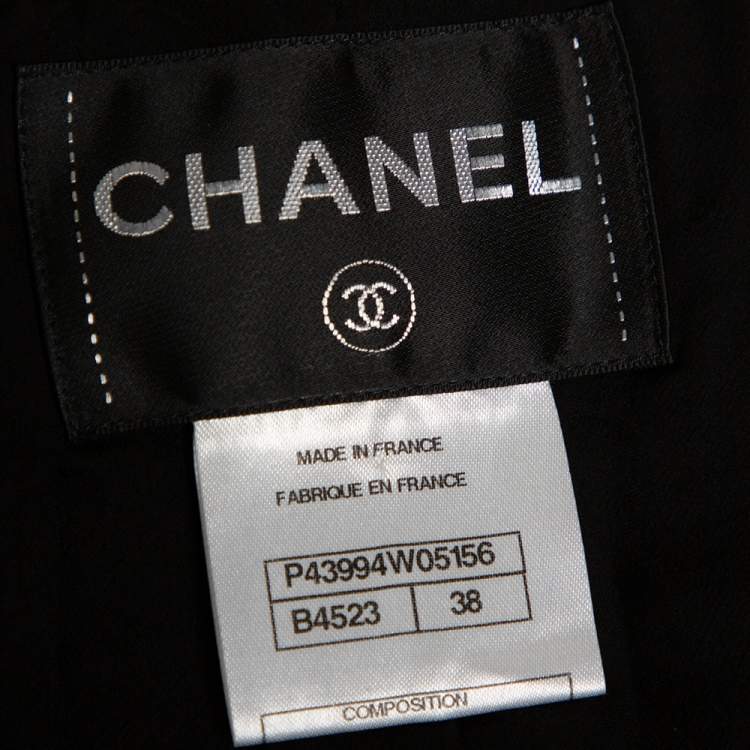 Pre Owned Chanel Black Tweed Contrast Extra Sleeve Detail Cropped Blazer M