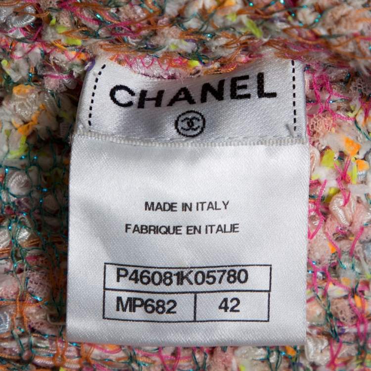 Pre Owned Chanel Multicolor Tweed  Sequin Embellished Button Front Jacket L