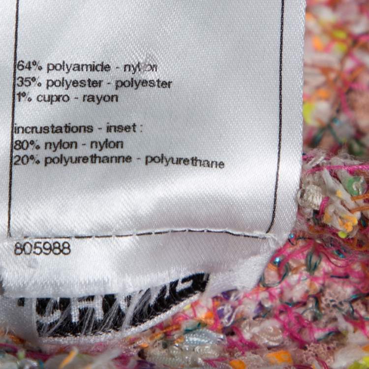 Pre Owned Chanel Multicolor Tweed  Sequin Embellished Button Front Jacket L