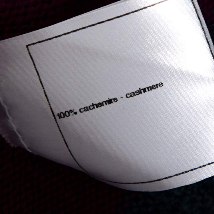 Pre Owned Chanel Purple Cashmere Polka Dot & Sequin Embellished Button Front Cardigan M