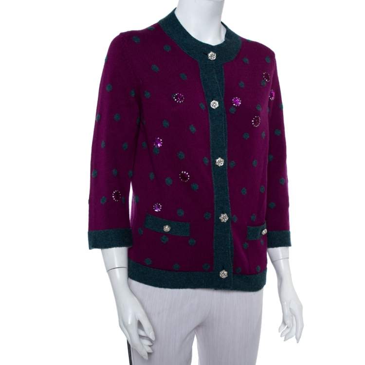 chanel purple cardigan