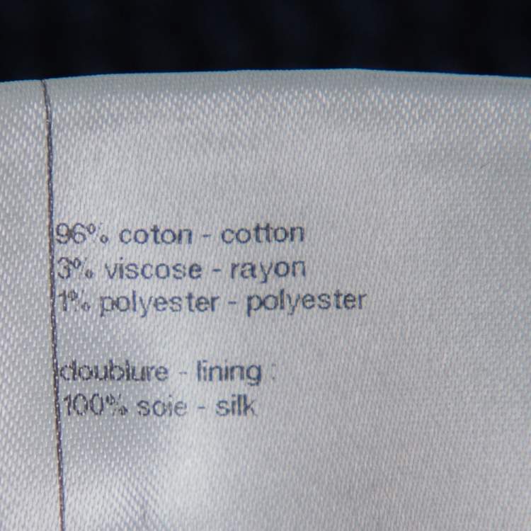 Pre Owned Chanel Navy Blue Tweed Button Front Jacket L