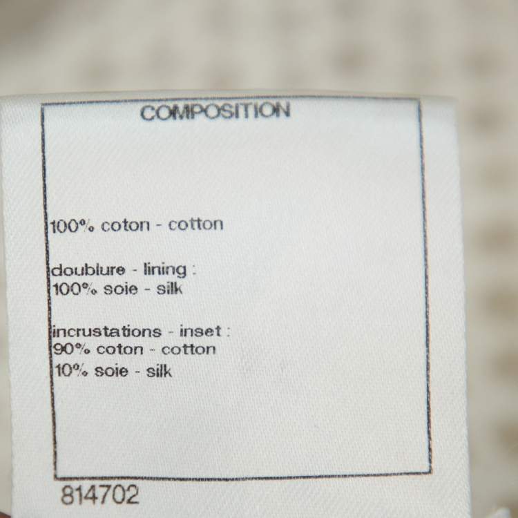 Pre Owned Chanel White Mesh Applique Detail Sleeveless Short Dress & Bell Sleeve Button Front Jacket M