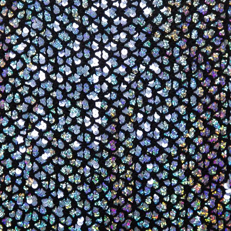 Pre Owned Chanel Black Knit Sequin Embellished Skirt M