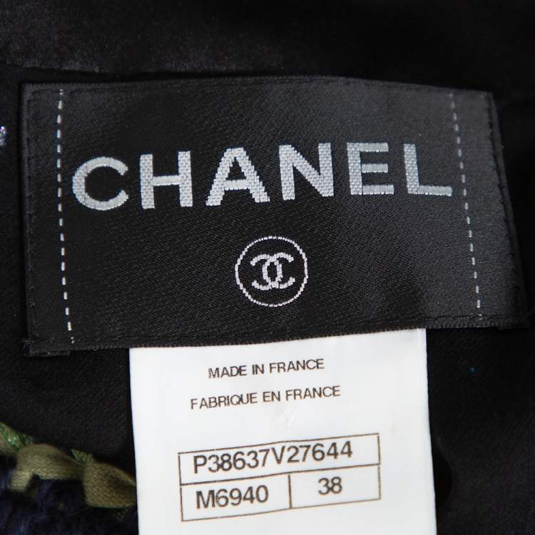 Pre Owned Chanel Black Knit Sequin Embellished Jacket M