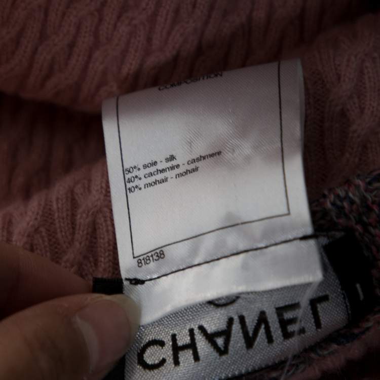 Pre Owned Chanel Pink Silk & Cashmere Button Front Midi Dress M