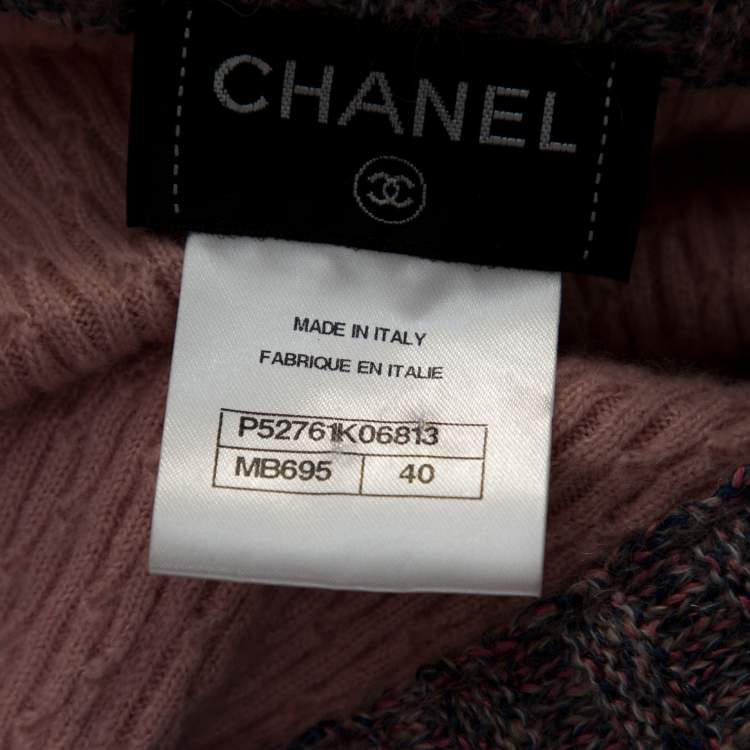 Pre Owned Chanel Pink Silk & Cashmere Button Front Midi Dress M