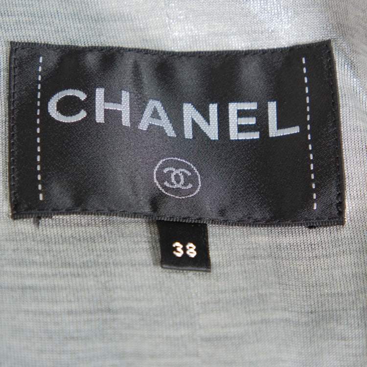 Pre Owned Chanel Black & Silver Boucle Double Breasted Jacket M