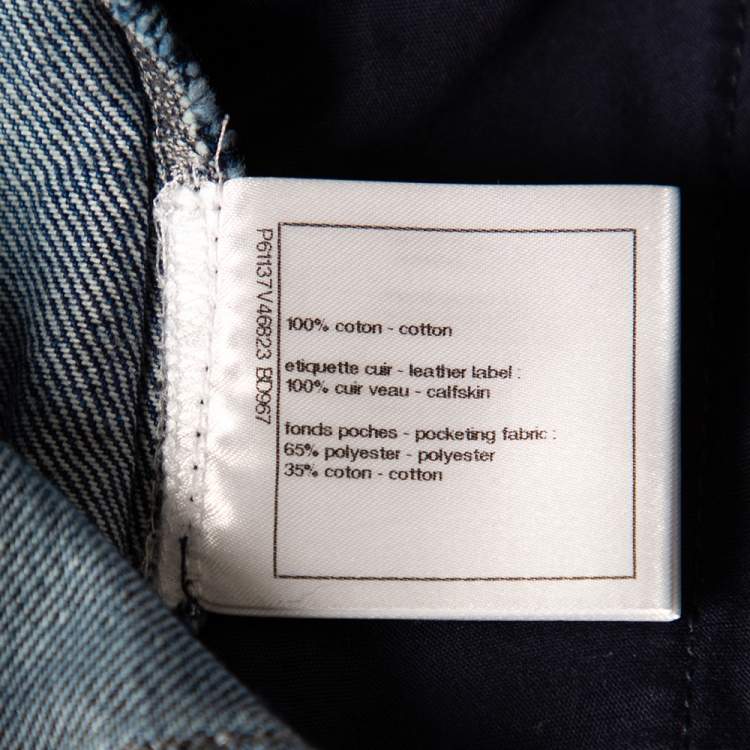 Pre Owned Chanel Navy Blue Denim Washed Out Effect Culottes M