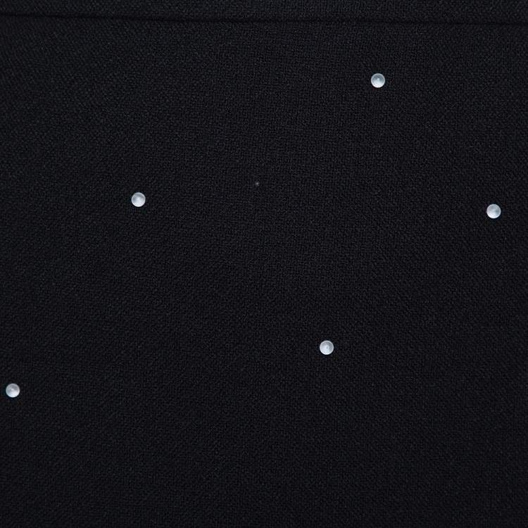 Pre Owned Chanel Black Wool Beads Embellished Mini Skirt M