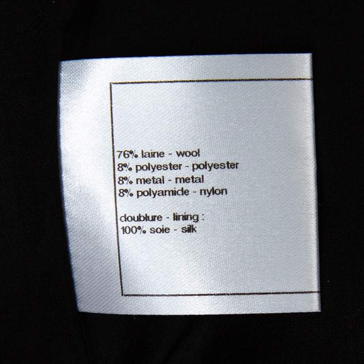 مملوكة مسبقًا Chanel Black Wool Bead Embellished Pleated Detail Button Front Long Jacket M