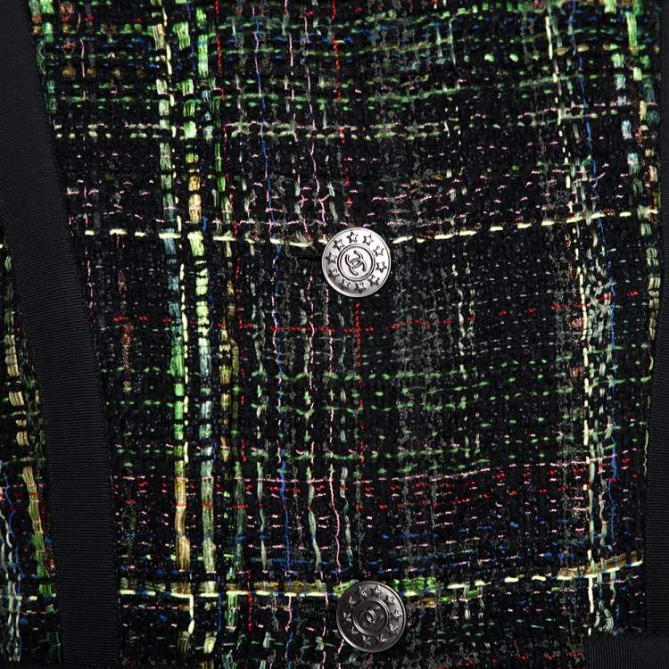 Pre Owned Chanel Multicolor Tweed Button Front Jacket L