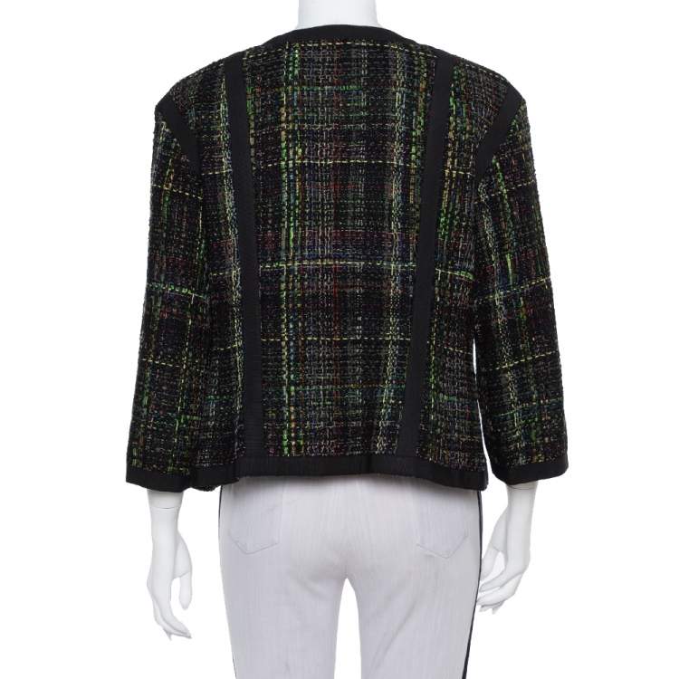 Pre Owned Chanel Multicolor Tweed Button Front Jacket L