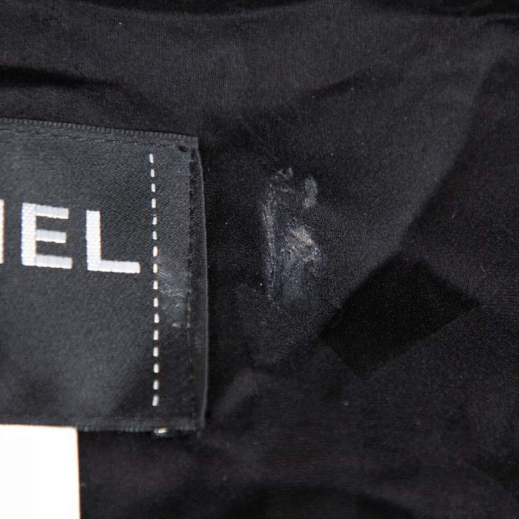 Pre Owned Chanel Black Tweed Sequin Embellished Button Front Jacket XL