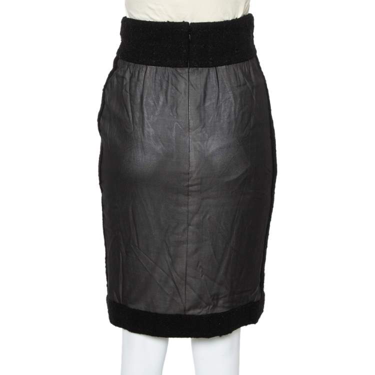 Pre Owned Chanel Black Silk Short Skirt S