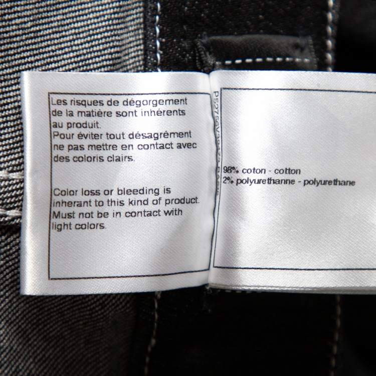 Pre Owned Chanel Black Denim Crochet Hem Detail Fitted Jeans M