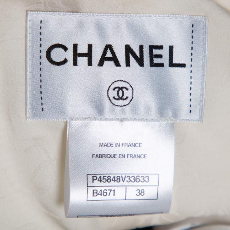 مملوكة مسبقًا Chanel Monochrome Tweed Double Breasted Cropped Jacket M