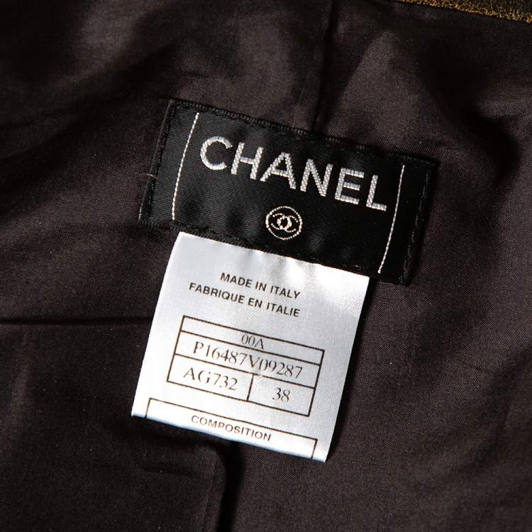 Pre Owned Chanel Vintage Dark Brown Leather Button Front Distressed Vest M