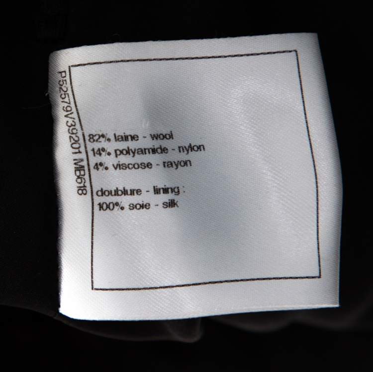 Pre Owned Chanel Black & Beige Tweed Back Button Detail Knee Length Skirt M