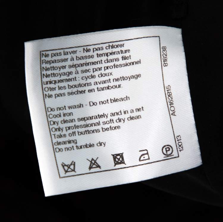 Pre Owned Chanel Black & Beige Tweed Back Button Detail Knee Length Skirt M