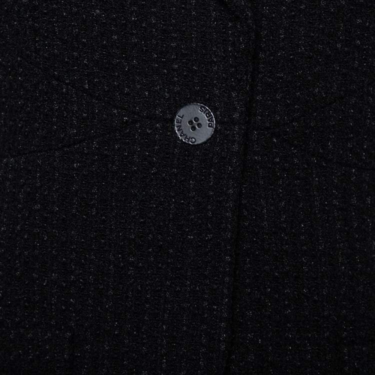 Pre Owned Chanel Black Lurex tweed Button Front Cropped Blazer S