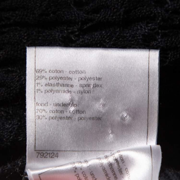 Pre Owned Chanel Black Knit Neck Tie Detail Button Front Mini Dress M