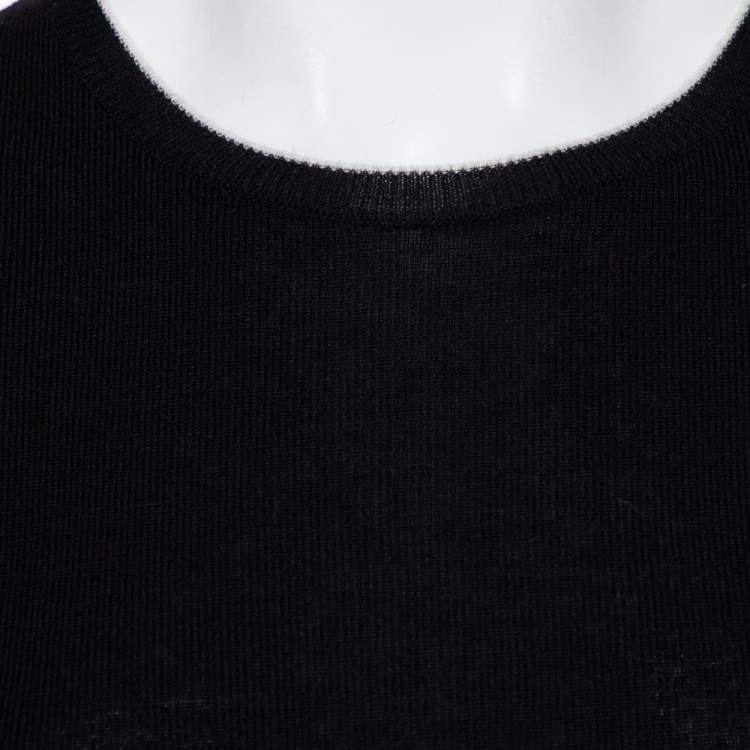 Pre Owned Chanel Black Wool Knit Short Sleeve Crewneck T-Shirt S