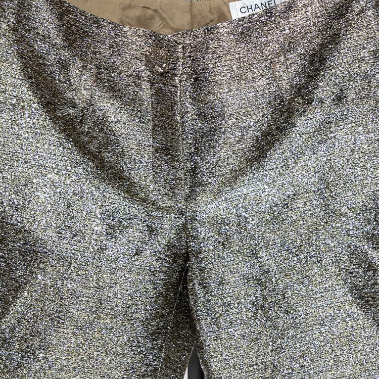 Pre Owned Chanel Metallic Lamé Cropped Pants M