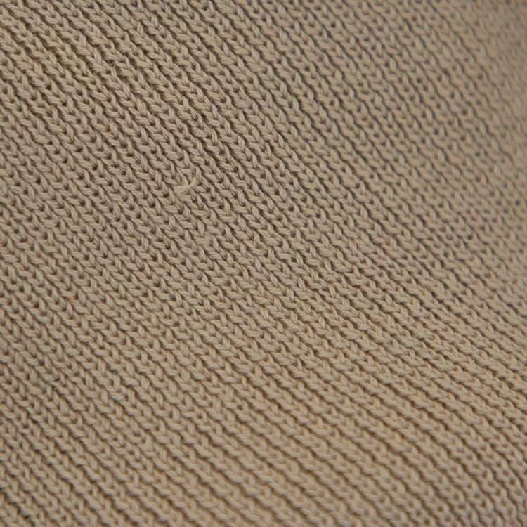 Pre Owned Chanel Beige Cotton Knit Short Sleeve T-Shirt L