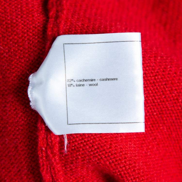 مملوكة مسبقًا Chanel Red Cashmere & Wool Bell Sleeve Belted Sweater S
