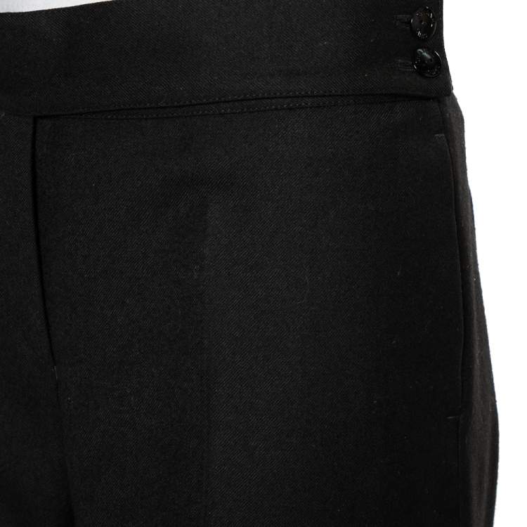 Pre Owned Chanel Black Wool Wide Leg Trousers M