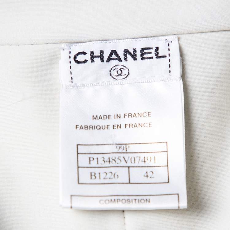 Pre Owned Chanel Brown Knit Paneled Zip Front Cropped Jacket L