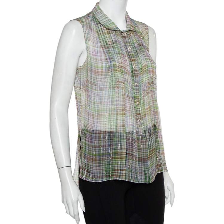 【SIZE:38】CHANEL Multicolor 薄手レーヨンシルクTops SIZE:38】CHANEL Multicolor 薄手レーヨンシルクTops SIZE:38