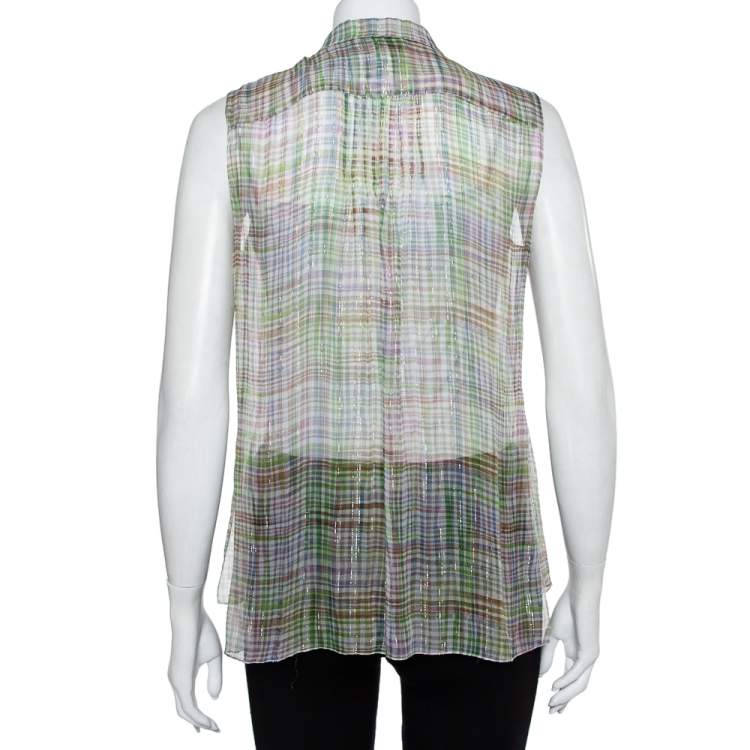 مملوكة مسبقًا Chanel Multicolor Lurex Silk Sleeveless Shirt M